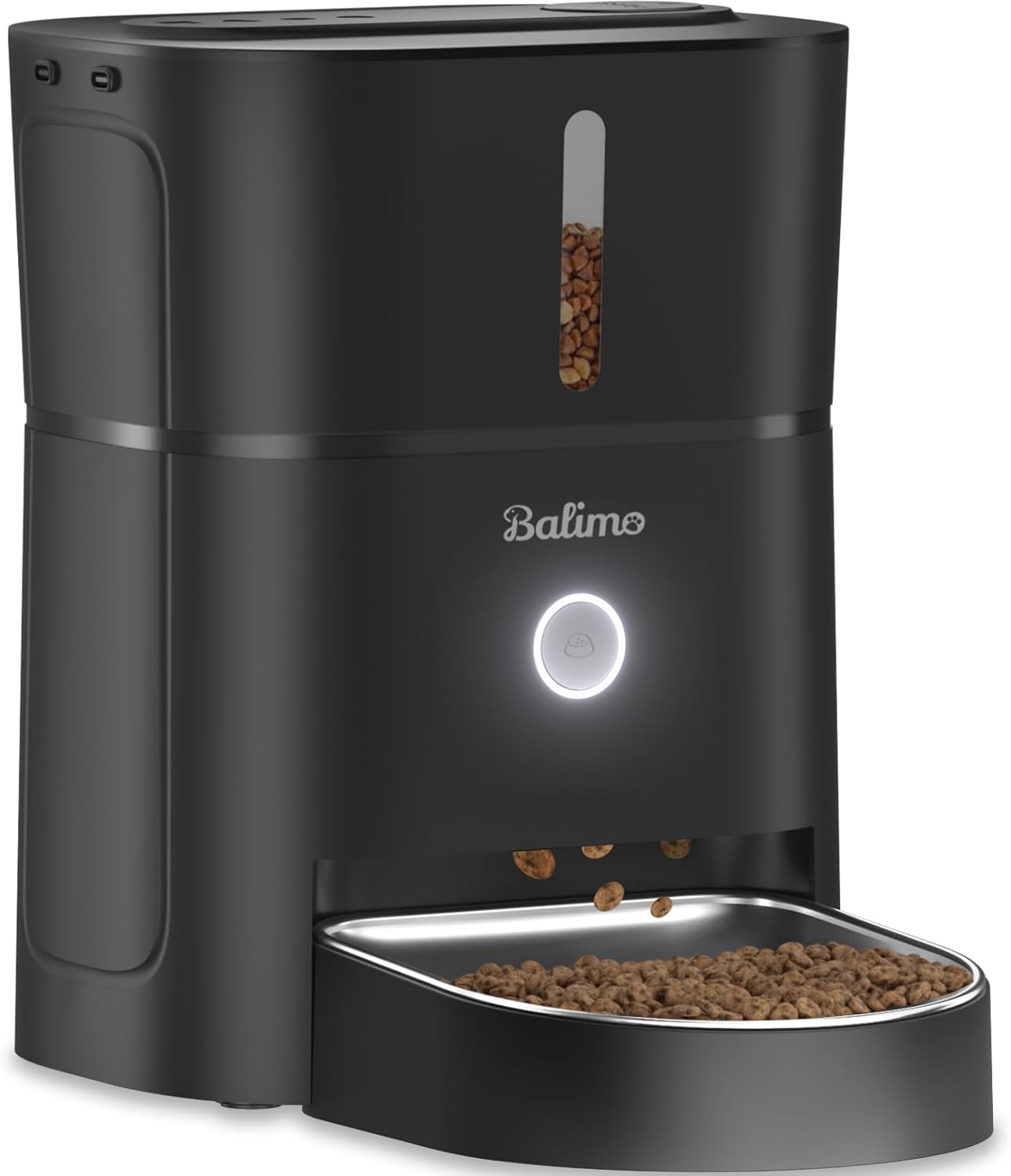 Balimo Distributore Automatico Cibo Gatti, 3L Dispenser Crocchette Gatto, Distributore Cibo Gatticon Timer Programmabile, 6 pasti al giorno, Con Vasca in Acciaio inox, Adatto Per Cani e Gatti, Bianco