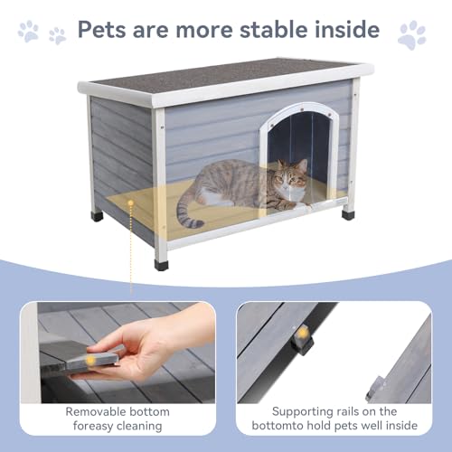 Petsfit Casetta per Cani da Esterno, con Pavimento Rimovibile, Tetto Apribile in Legno, Cuccia per Cane da Esterno, 78 x 52 x 58 cm grigio : Amazon.it: Prodotti per animali domestici
