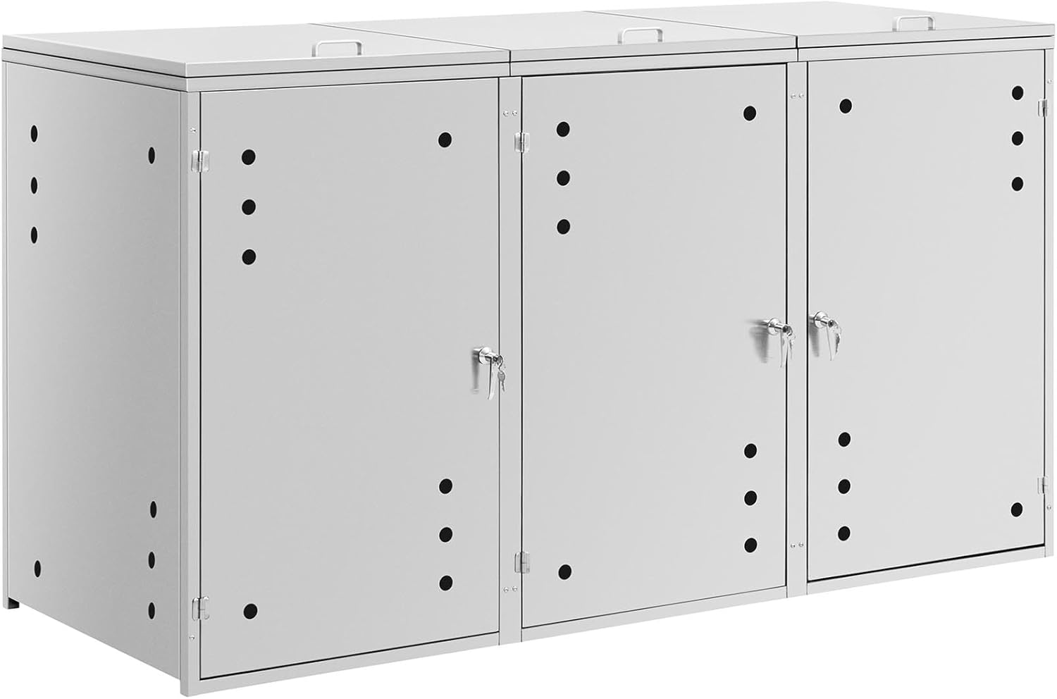 Uniprodo Copribidone per spazzatura 3 x 240 l Fori di ventilazione copri cassonetto della spazzatura Copribidone dei rifiuti Copri bidoni spazzatura Copribidone per spazzatura acciaio inox