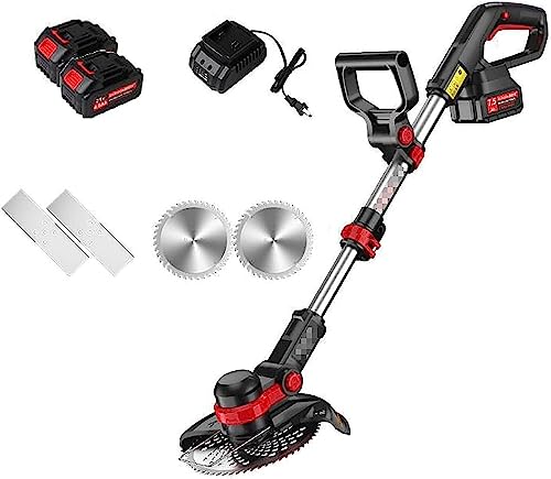 Tosaerba, diserbatrice leggera a testa rotante con impugnatura retrattile con batteria da 20 V / 4,0 Ah 2 lame Tosaerba portatile Trimmer manuale da giardino elettrico : Amazon.it: Giardino e giardinaggio