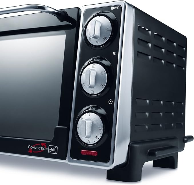 De'Longhi EO20792 Forno Elettrico da 20 Litri con Spegnimento Automatico, 7 Funzioni Cottura, Timer, in Dotazione Spiedo Girarrosto con Impugnatura, Porta Doppio Vetro, Termostato Regolabile, 1300W