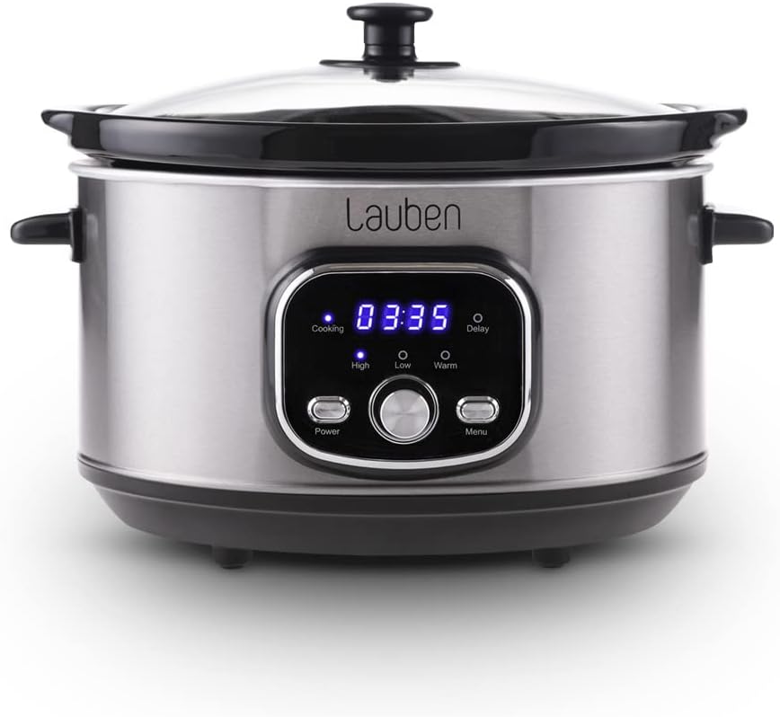 Lauben Slow Cooker 3500SB Thermeffect® SlowHeat® Cooking Pot with Ceramic Inner Container, Two Temperature Levels, Manual Time Adjustment, 3.5 L
