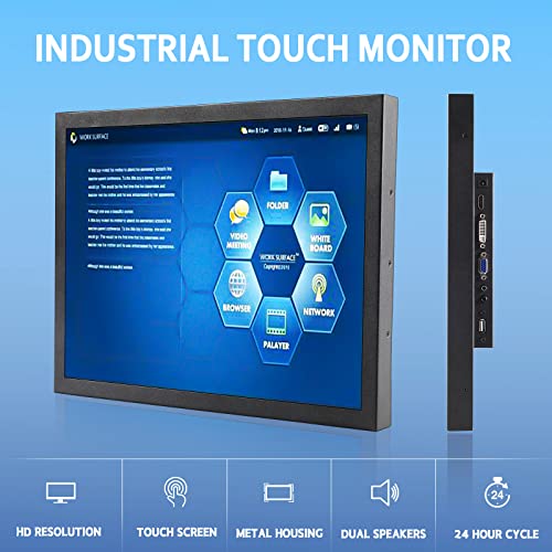 VSDISPLAY Monitor touch industriale con doppi altoparlanti, schermo LCD 1024x768 HD 400nit IPS resistivo Touch Sensor LCD con ingresso video HDMI VGA DVI : Informatica