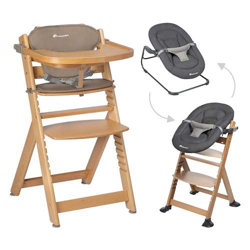 Bebeconfort Seggiolone Sdraietta 3 in 1 Timba con Cuscino   Timba Baby, Set Seggiolone Evolutivo con Sdraietta Neonati Reclinabile, Cuscino Imbottito e Vassoio, 0 10 Years, 0 30 kg, Natural wood/beige : Prima infanzia
