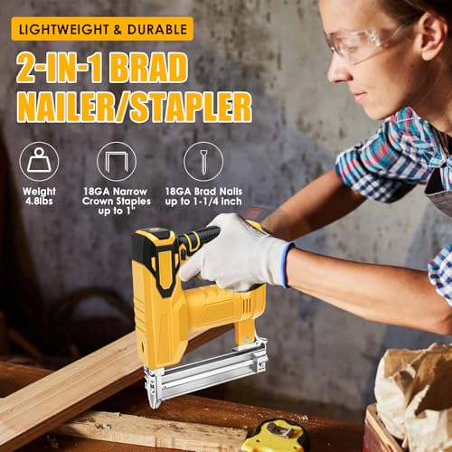 Pistola per unghie a batteria, compatibile con batteria al litio Dewalt 20 V, 2 in 1, con 500 chiodi dritti e 500 chiodi a forma di U, per legno/tessuto/moquette (senza batteria) : Amazon.it: Fai da te