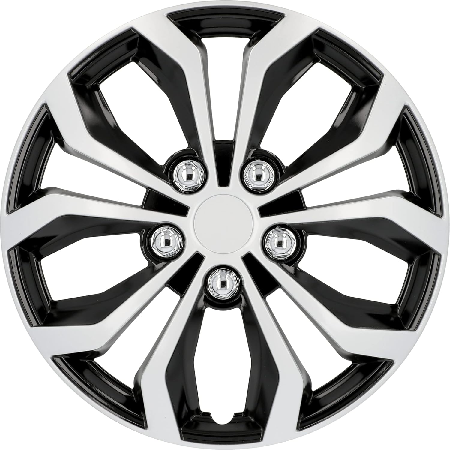 Unitec 75569 Daytona - Copricerchi, Nero/Argento, 16