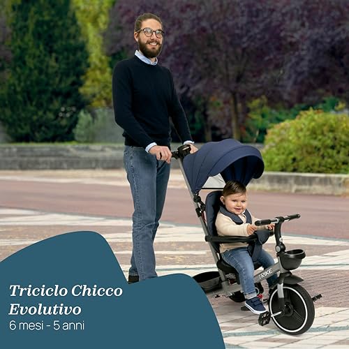 Chicco, Triciclo Bambini 4in1, Telaio in Metallo, Ruote in Gomma EVA, Cintura a 4 Punti, Maniglione Telescopico e Cappottina Rimovibili, Passeggino con Seduta Reversibile, Cestini, 6 mesi   5 anni : Amazon.it: Giochi e giocattoli