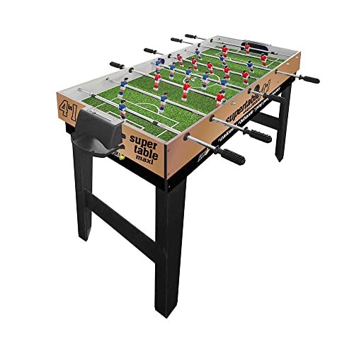 Sport1 Maxi Supertable calcetto multigioco 4 in 1. Calcetto balilla misure 122x60x81,5cm. Bigliardino da casa multiuso: calcetto 4 vs 4, ping pong, hockey, biliardo. Completo di accessori. Idea regalo : Giochi e giocattoli