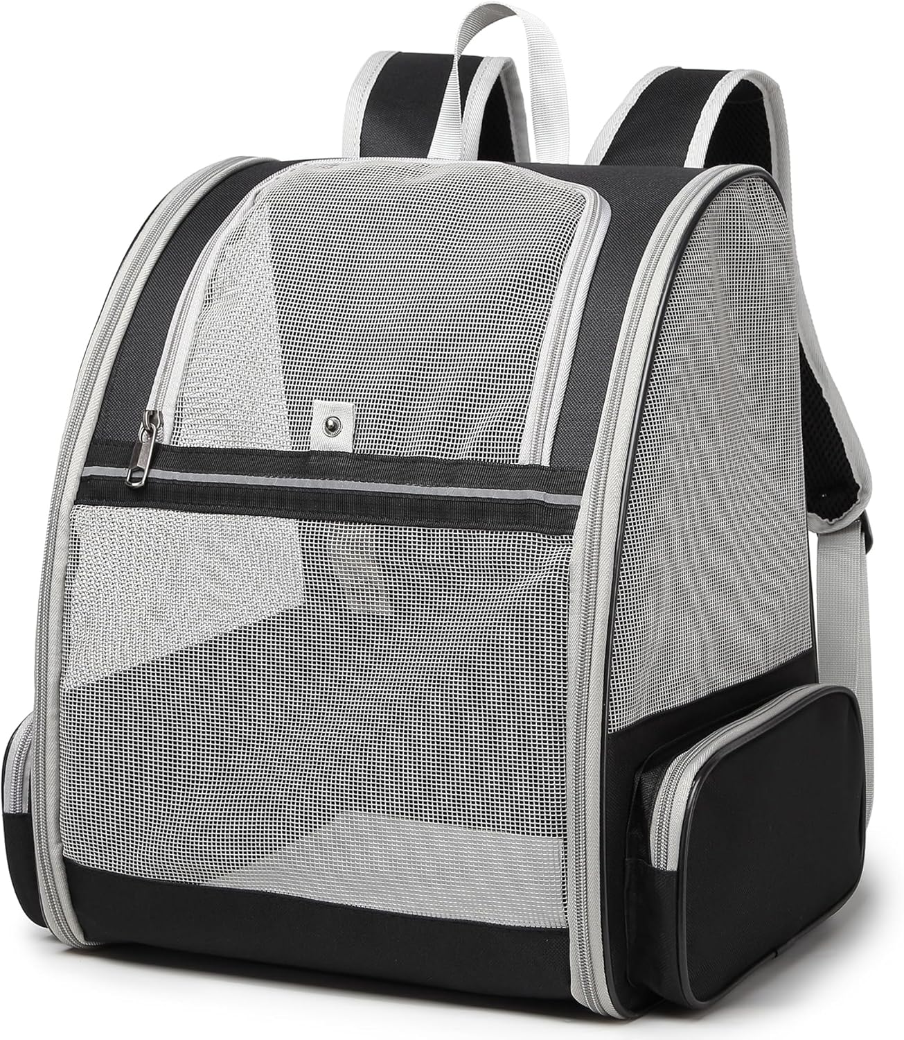 Kommodum - Zaino Gatto Trasporto Cane Taglia piccola Trasportino Pieghevole per Cani con Cinturino di Sicurezza Interno Borsa Portatile Porta Animali Cuccioli Gatti Medi Traspirante Km06 Nero