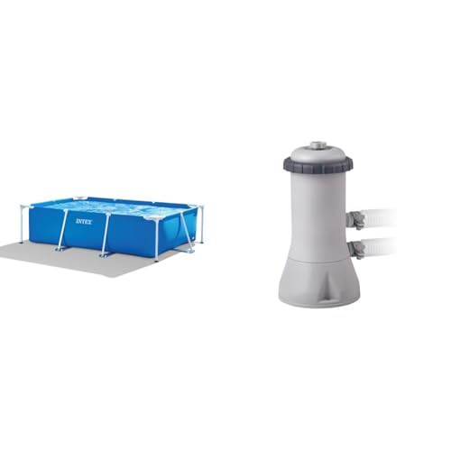 Intex 28271 Rettangolare Cm 260X160X65 Piscina Gioco Estivo Estate Giocattolo 758, 2300 Litri, 260 x 160 x 65 cm, Blu & 28638 Pompa Filtro Easy Frame, Grigio, 2.7m3/h : Giardino e giardinaggio