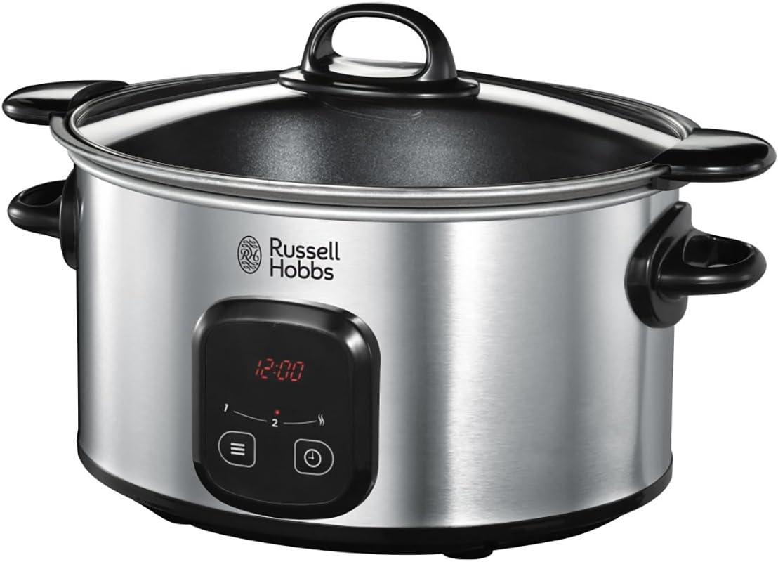 Russell Hobbs Slow Cooker - 6 L XL Pot with Non-Stick Coating, Programmable Timer-Cooking Time - 3 Temperatures; Keep Warm, 200 W, Slow Cooker 22750-56
