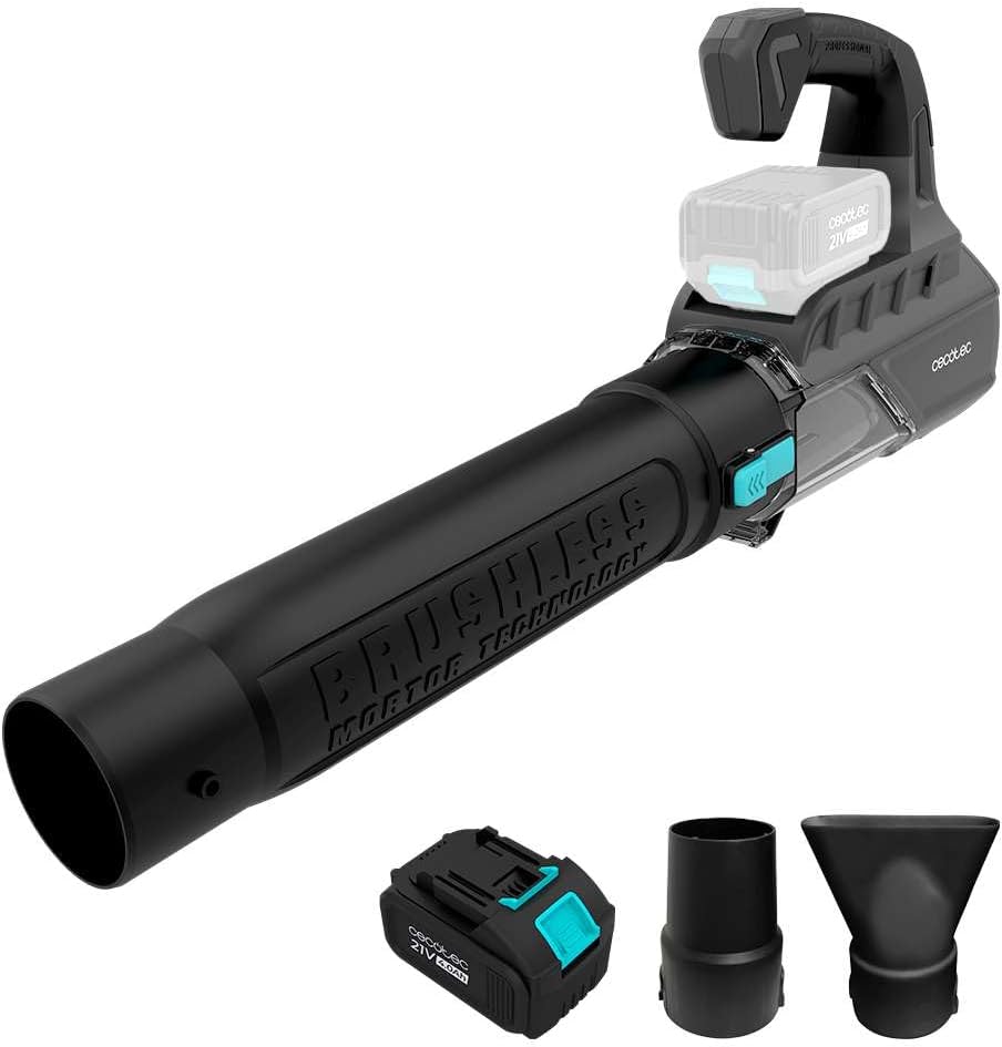 Cecotec Battery Blower - Airforce 4000 Electric Vacuum Cleaner Bazooka Turbo, Brushless Motor, 21 V High Power, Xmotor Technology Speed up to 200 km/h, Volume up to 740 m³/h, Turbo Function