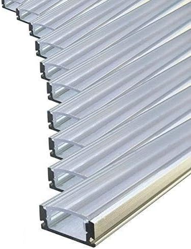 Eurekaled - 10 pezzi di Profilo in Alluminio da 2mt U Barra Dissipatore per Strisce LED con Copertura Trasparente in Plexiglass, Tappi e Ganci inclusi per il Montaggio cod. 12107