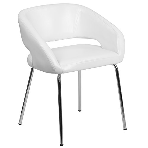 Flash Furniture Fusion Series Sedia da ricevimento laterale imbottita in pelle morbida, poltrona da salotto imbottita retrò per soggiorno o ufficio, White : Flash Furniture: Amazon.it: Casa e cucina