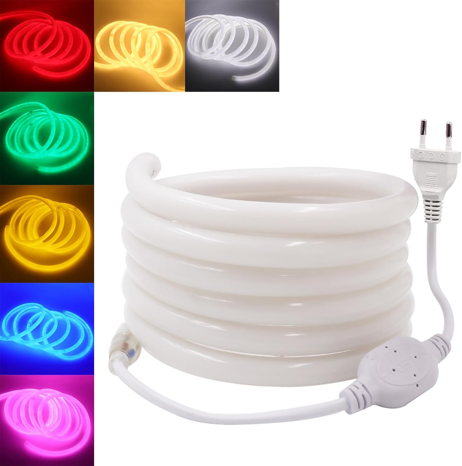 HEGEHE - Striscia LED 220V, flessibile impermeabile IP65, 120 LED/m Striscia neon LED tubo tondo rosso da 5m CRI85+, luce a 360°, tagliabile, decorazione per l'illuminazione domestica