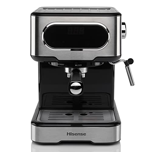 Hisense, HESCM15DBK, Macchina da caffè espresso manuale, macinato e compatibile con cialde ESE 44 mm, Pressione 15 bar, Schermo Touch, 1100W, Silver, 27.4x30x27.2 cm : Amazon.it: Casa e cucina