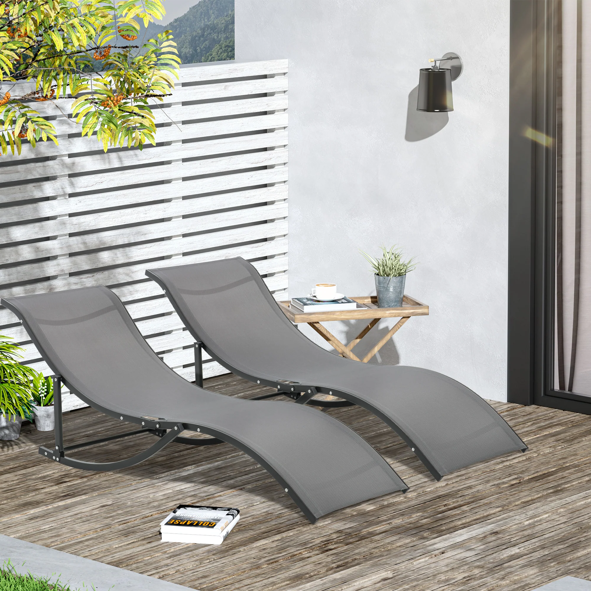 Easycomfort Set 2 Sdraio da Giardino Pieghevoli, Lettino Prendisole in Alluminio e Textilene, 61x165x63 cm