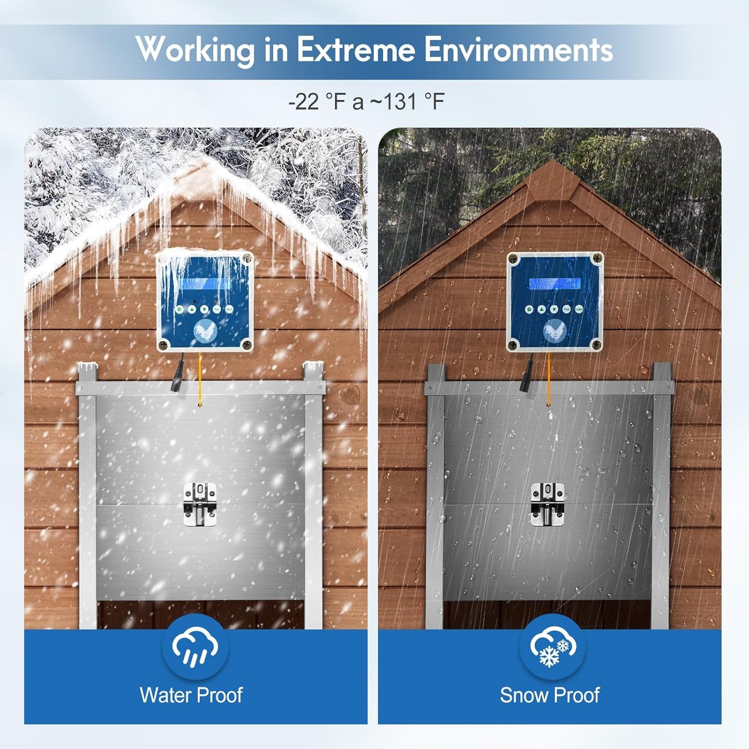 Apriporta per pollaio, porta automatica per pollaio,telecomando/manuale/sensore di luce/timer,3 modalità di alimentazione Alimentazione/Batteria/Energia solare, carico massimo 4 kg