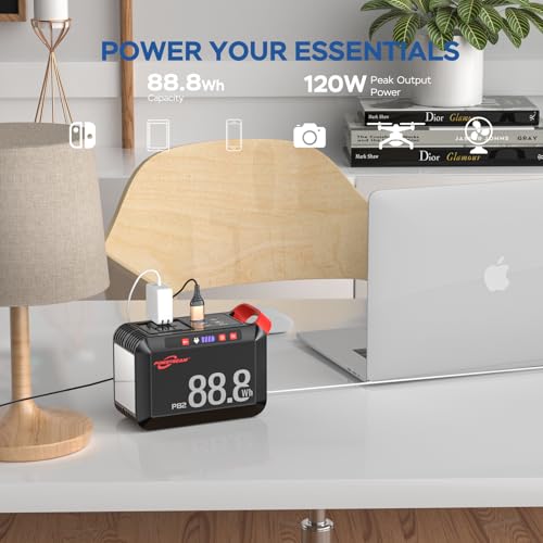 POWSTREAM   Generatore solare da 88,8 Wh, centrale elettrica portatile con pannello solare incluso, batteria agli ioni di litio con presa USB CA per campeggio all'aperto, avventura, casa, : Amazon.it: Giardino e giardinaggio