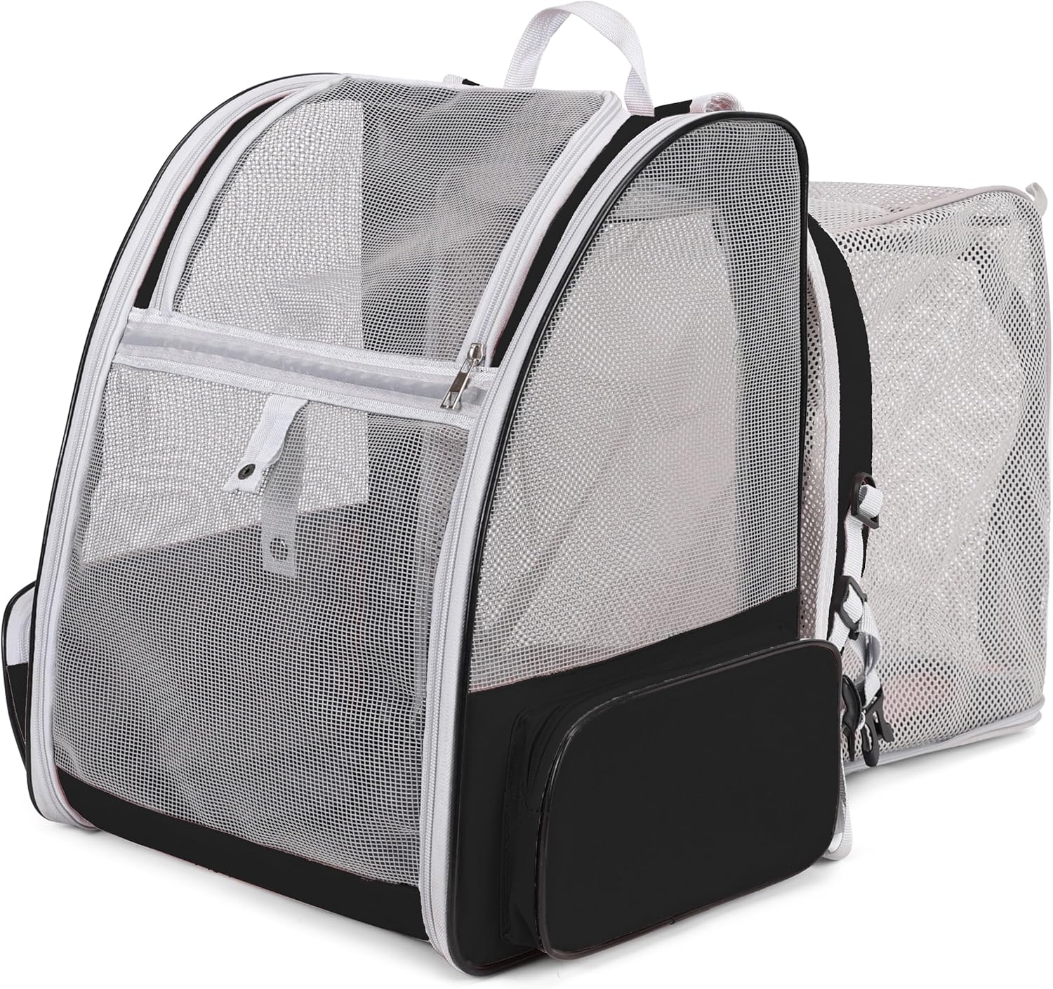 Kommodum - Zaino Gatto Trasporto Cane Taglia piccola Trasportino Pieghevole per Cani con Cinturino di Sicurezza Interno Borsa Portatile Porta Animali Cuccioli Gatti Medi Traspirante Km06 Nero