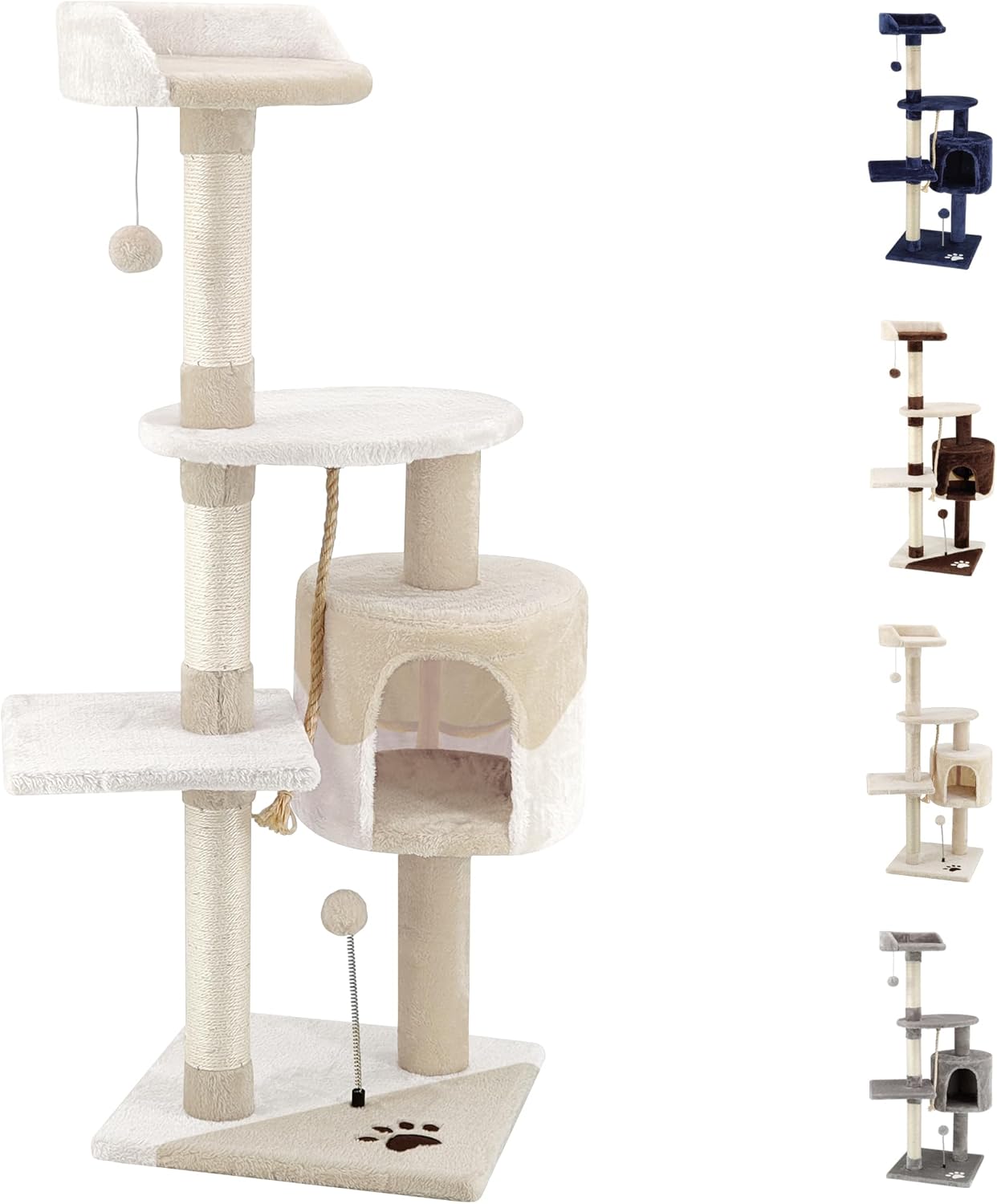 Beltom® TIRAGRAFFI PER GATTO ALTO 112 CM PARCO GIOCO GIOCHI GRAFFIATOIO SISAL CUCCIA ALBERO GATTI TIRA GRAFFI PALESTRA - Grigio