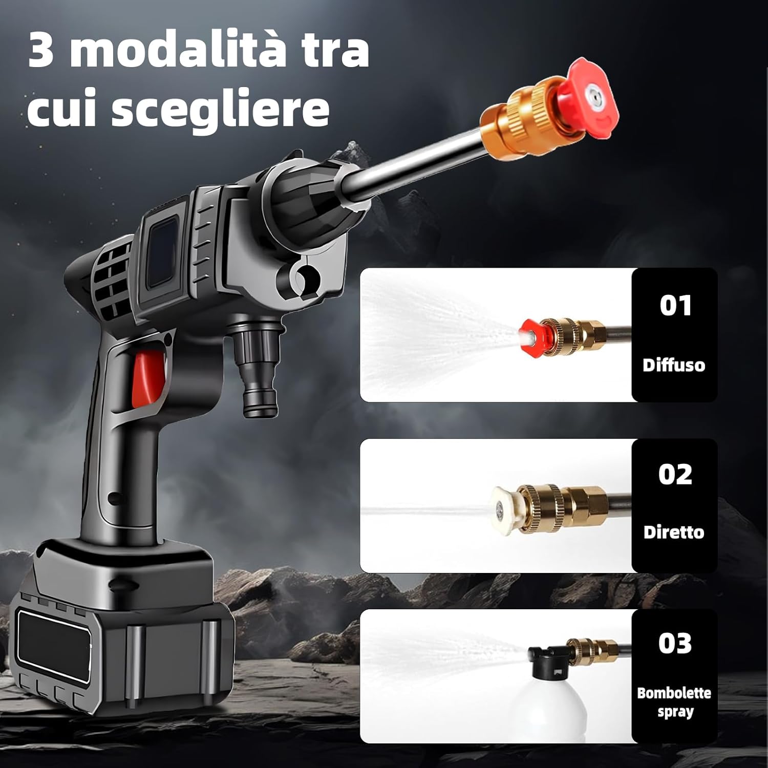 VOLTIX Portable Battery Powered 48V High Pressure Wireless Pressure Washer - Complete Kit with 5m Tube, Accessories Included - Professional Battery Pressure Washer for Car, C