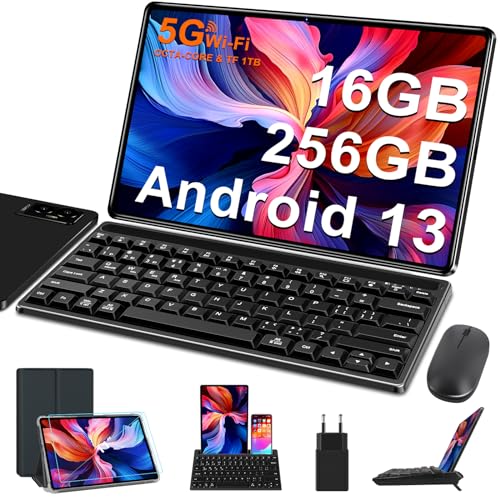 FACETEL Tablet 11 Pollici Android 13 Tablets con 5G WiFi Octa Core 2.0 GHz, 16GB   256GB TF 1TB, 8600mAh, 2K 2000×1200, 5MP 13MP 2MP, Bluetooth 5.0, Widevine L1, Tablet con Tastiera e Mouse   Nero : Informatica