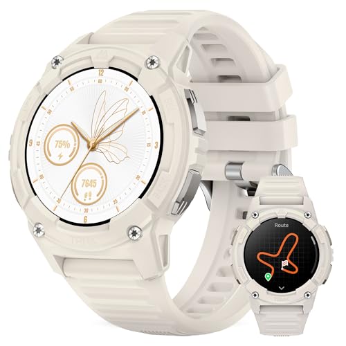 KOSPET TANK S2 Smartwatch Donna, GPS Integrato, Impermeabile 5ATM/IP69K, Chiamate Bluetooth, 176 Modalità Sportive, 24H Monitoraggio Sonno Bussola/Barometro/Altimetro(Bianco Crema) : Elettronica