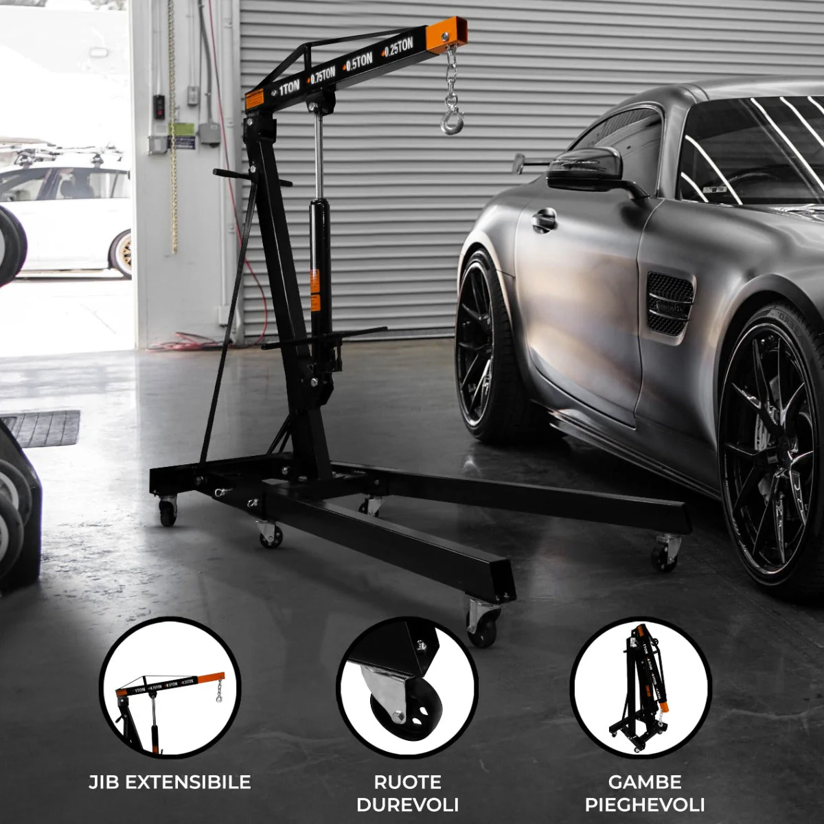 Gru per motori Idraulica T-Mech da 1 tonnellata Pieghevole alza motori auto