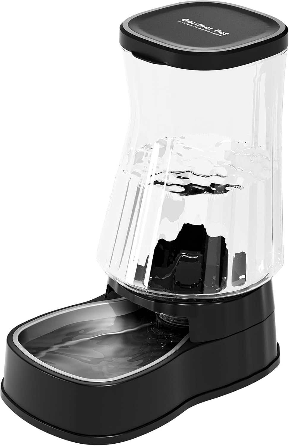 Gardner Pet 3.85L Cat Water Dispenser, Dog Water Dispenser with Stainless Steel Bowl, Gravity Dog Drinker No Electricity Required, BPA-Free, Dark Grey