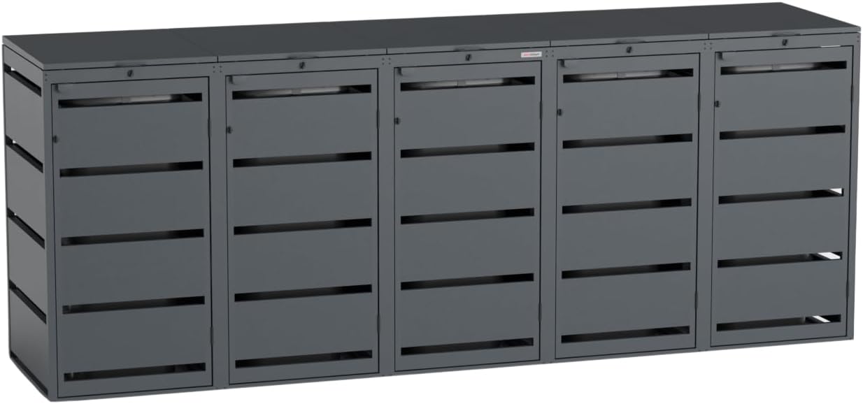 BIO Stefan Dagobert - Set di 2 scatole per bidoni della spazzatura da 120 litri, in acciaio zincato, robusto rivestimento per bidoni della spazzatura, utilizzabile come scatola per pacchetti, scatola