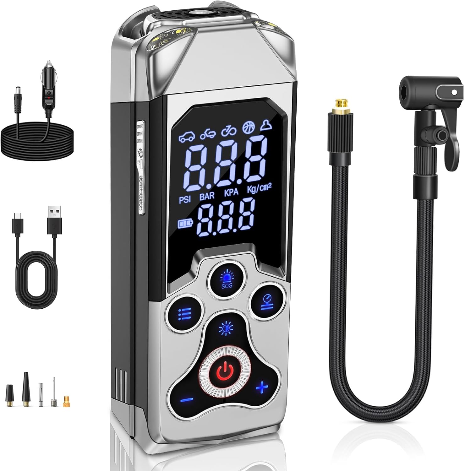 Mini Compressore Aria Portatile Auto: 150PSI Gonfia Gomme Pompa Elettrica,12V Gonfiatore Gomme Minicompressore per Auto Bicicletta Moto(Nero)