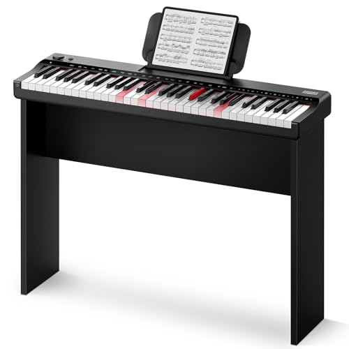 Donner DK 10S Tastiera luminosa per pianoforte per principianti, portatile per pianoforte elettrico a 61 tasti con durata della batteria 5H, connessione wireless, supporto in legno, POP APP, nero : Amazon.it: Strumenti Musicali
