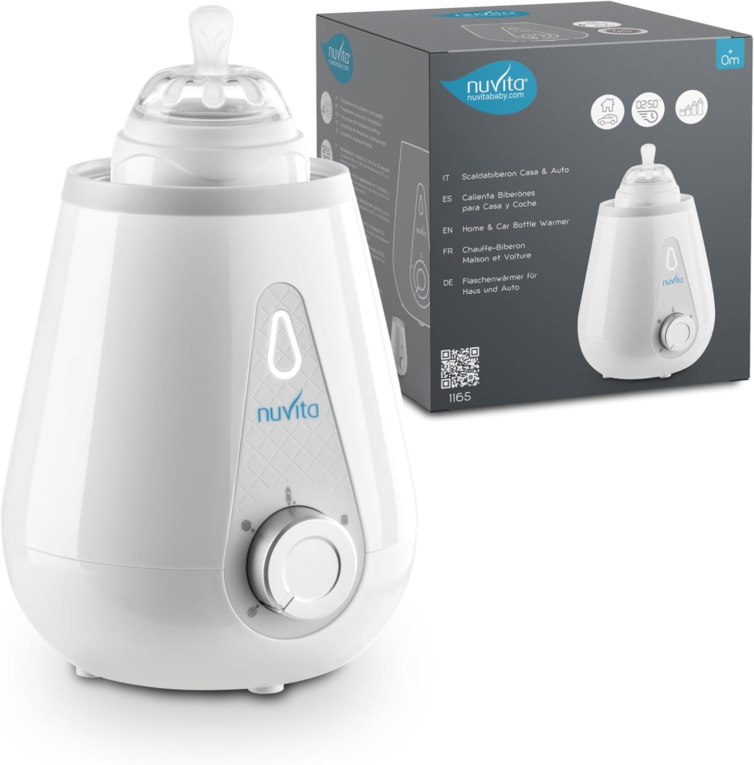 Nuvita 1165 | Scalda Biberon Neonato Casa e Auto | Scaldabiberon da Viaggio | Scaldabiberon Veloce | Scalda Latte Neonato | Scalda Pappa Neonato | Riscalda Alimenti - Sage Green