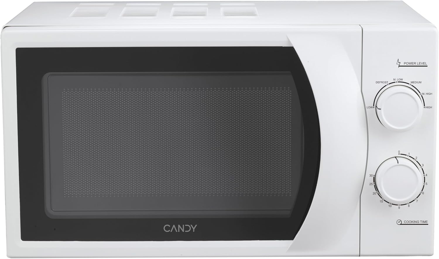 Candy Idea CMW2070M Microwave Oven, 20 Litres, 700 W, 6 Power Levels, Defrost Program, Timer and Hearing Signal, Freestanding, 45.2 x 33.5 x 26.2 cm, White