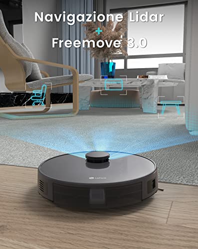 LEFANT M1 Robot Aspirapolvere Lavapavimenti con Mappatura,Navigazione LDS,4000 Pa Potente Aspirazione,150 min,Zona Vietata,Aspirapolvere Robot Sottile da Diam 32 cm Controllo App/Alexa,Grigio : Casa e cucina