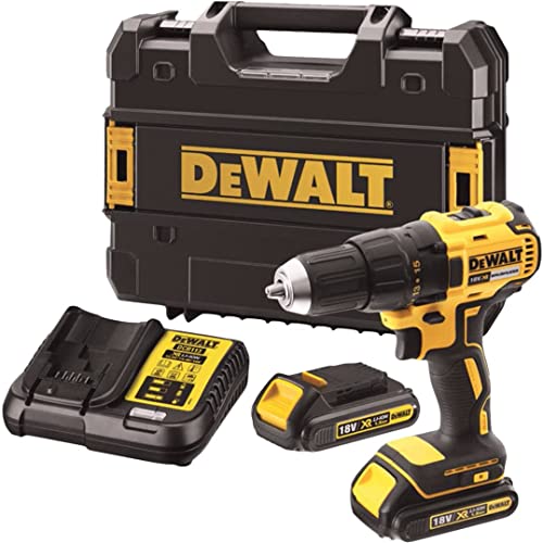 DEWALT DCD777S2T QW   Trapano avvitatore senza spazzole XR 18V, 13mm, 65Nm con 2 batterie Li Ion da 1,5Ah e valigetta TSTAK, nero, giallo : Amazon.it: Fai da te