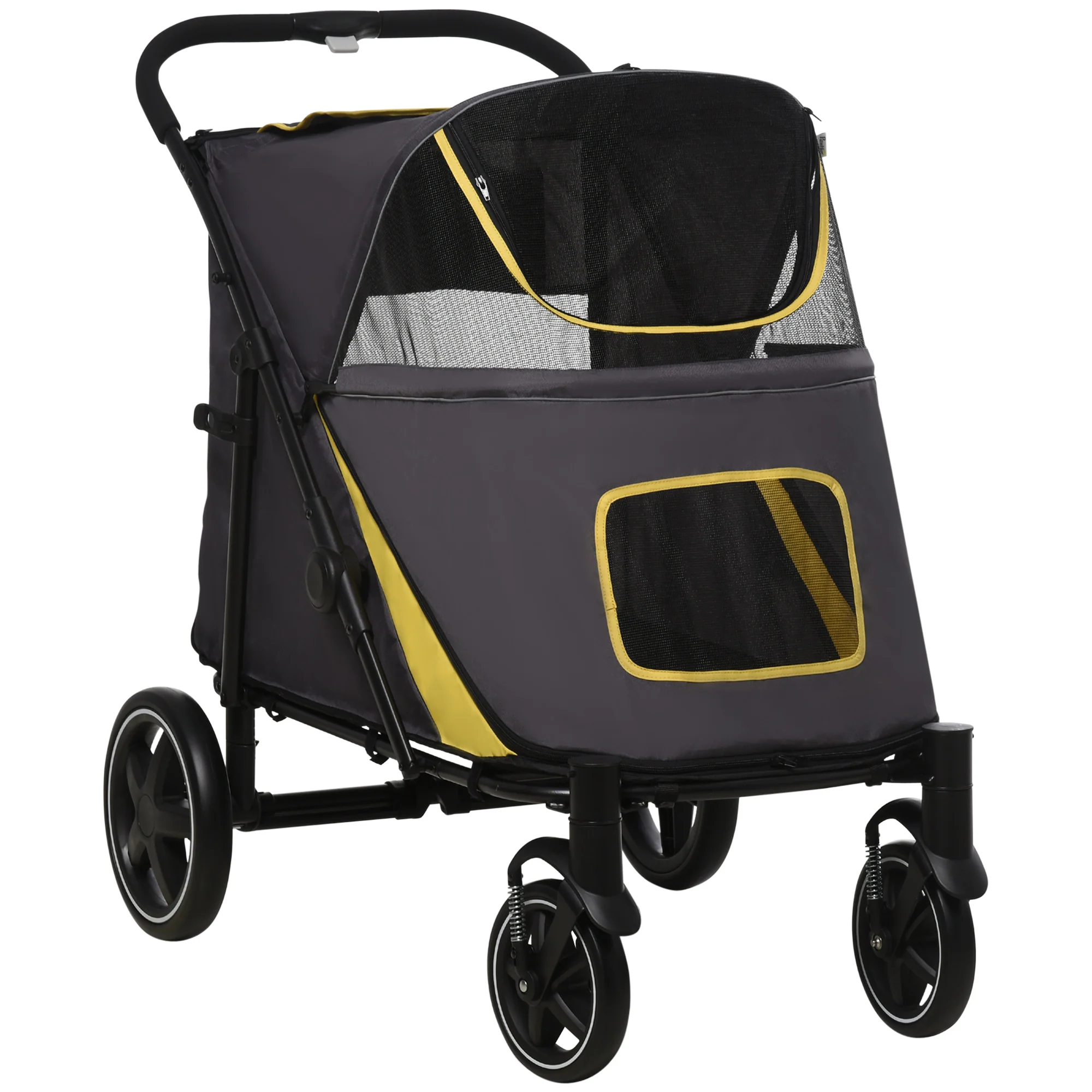 Easycomfort Passeggino Pieghevole per Cani di Taglia Media con Ingressi a Cerniera e Finestre a Rete, 112x65x100 cm