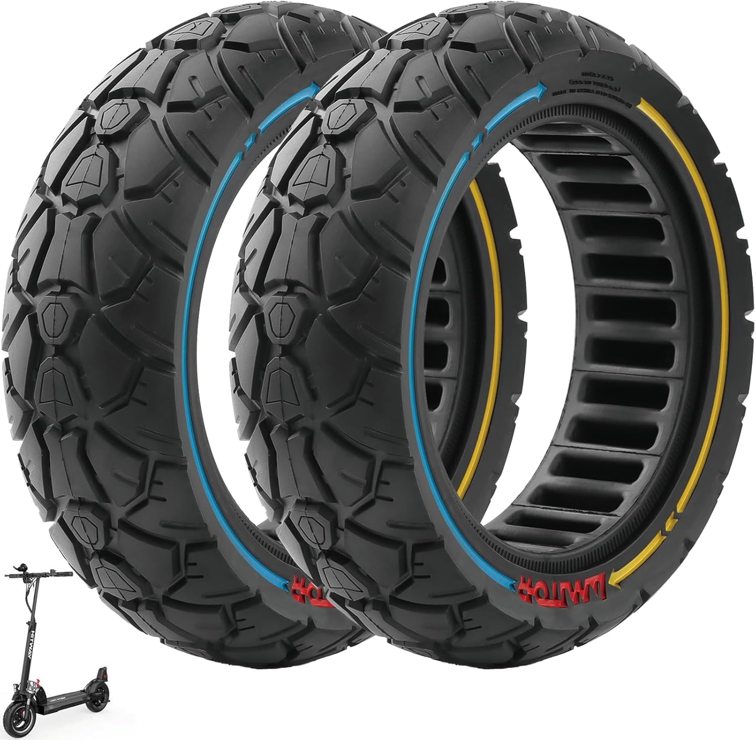 VOLOHAS 10 x 2.7-2.75 Solid Tyres 10 Inch 70/65-6.5 Replacement Tyres for Hitway H5/HB24/Hiboy/Smartgyro Speedway/Rockway/Crossover Speedway 5/Dualtron 3/Kugoo G-Booster/KuKirin G3 (2 PCS)