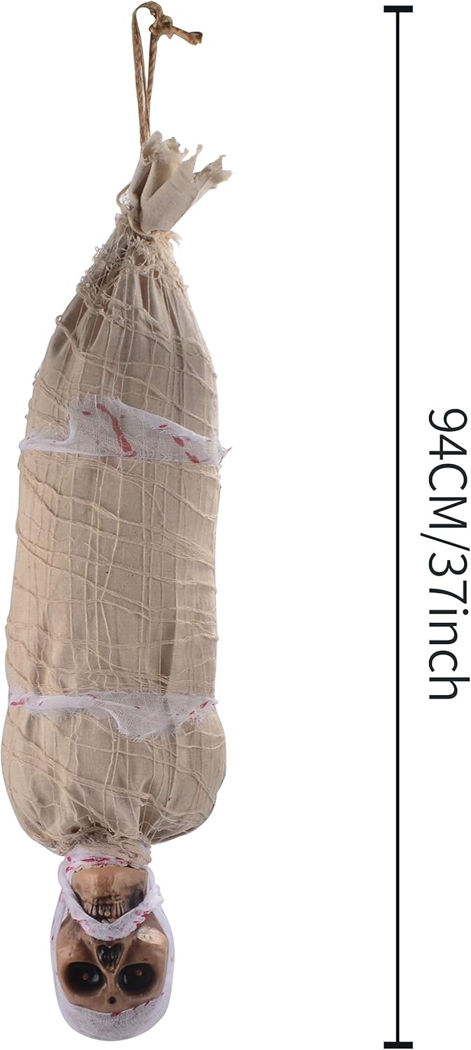 JOYIN Cadavere da appendere animato di Halloween da 88,9 cm, con occhi luminosi a LED ed effetto sonoro, per decorazioni interne ed esterne