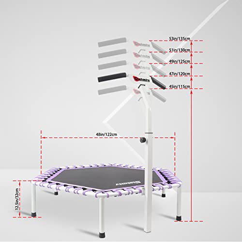 Gielmiy Trampolino Silenzioso Fitness Ø 122 cm,con Braccioli Regolabili a 5 Llivelli,Cardio Training per Adulti, per Esercizi Indoor/Giardino, Portata Massima 150 kg : Amazon.it: Sport e tempo libero
