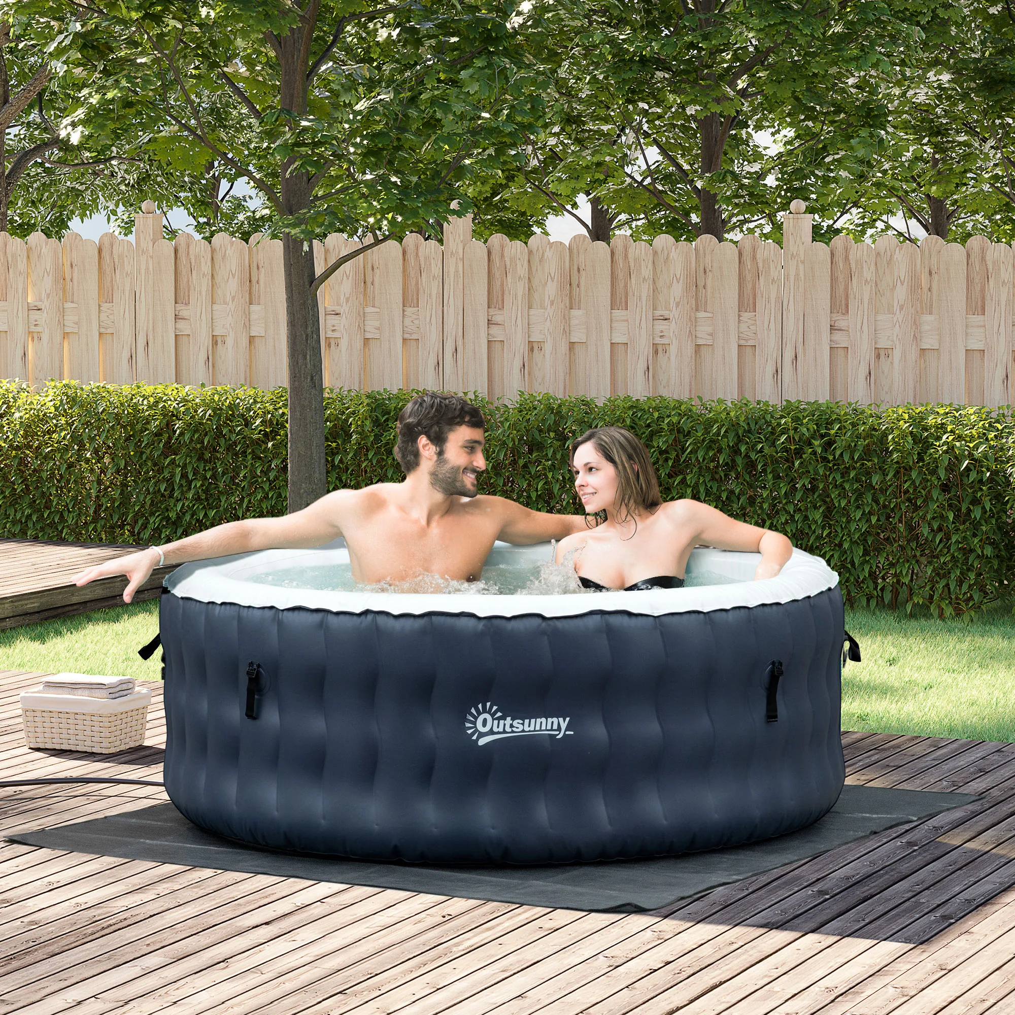 EasyComfort Piscina Idromassaggio Gonfiabile per 4 Persone – Spa da Esterno Riscaldabile fino a 42°C con 108 Getti Massaggianti