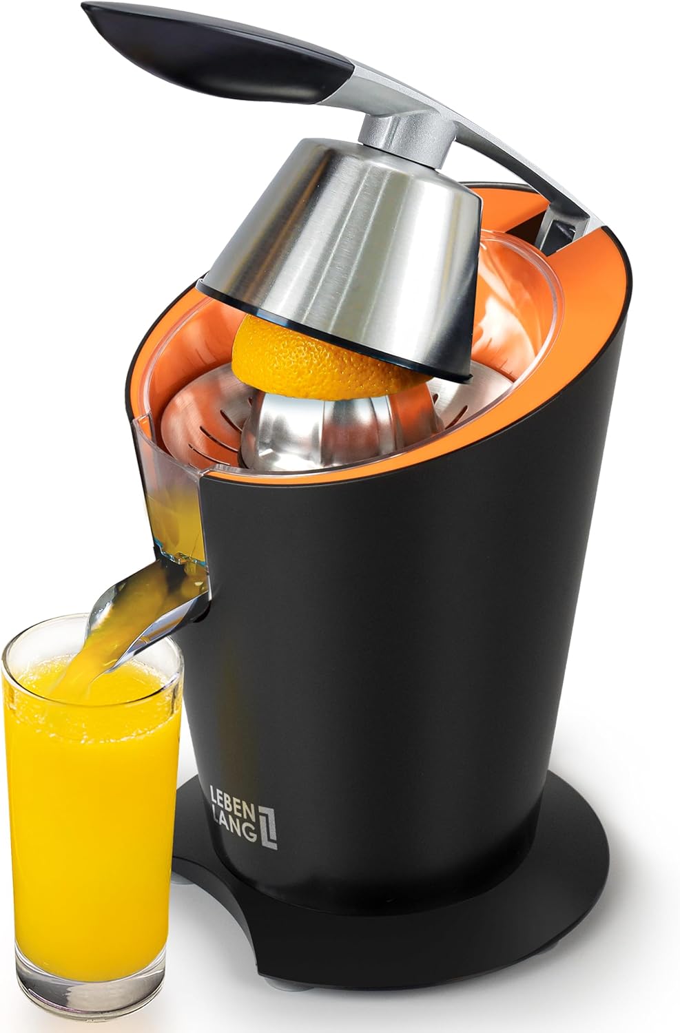 LEBENLANG Spremiagrumi elettrico 600W - Cono in acciaio inox & senza BPA I Spremi agrumi elettronico professionale I Spremuta arancia citrus Juicer machine I Spremi arance automatico melograno piccolo