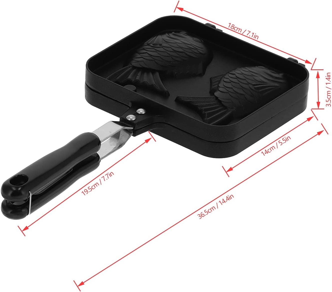 Taiyaki Bakeware, Takoyaki Piastra Padella Antiaderente per Waffle Teglia in Alluminio Taiyaki Stampo Bifacciale per Cialde a Forma di Pesce Bakeware Waffle stampo ciambella, 38 * 19 * 4cm
