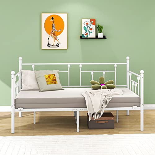 VERFARM Letto giornaliero, 90 x 200 cm, letto singolo, divano letto con rete a doghe, per camera da letto, soggiorno, bianco : Casa e cucina