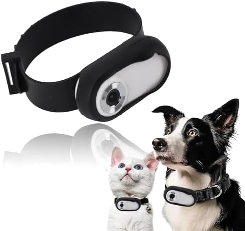 Collare Localizzatore per Cani HD 1080P, Mini Body Cam Collare Wireless per Interni Ed Esterni Fotocamera per Animali Domestici per Cani, Biciclette, Collari per Gatti Fotocamera