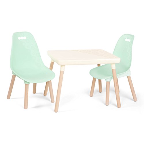 B. Spaces   Set tavolo e sedie per bambini   1 tavolo per l'artigianato e 2 sedie per bambini   Gambe in legno naturale   Mobili per bambini, Menta e Avorio   3 anni  (BX1866C1Z) : Casa e cucina