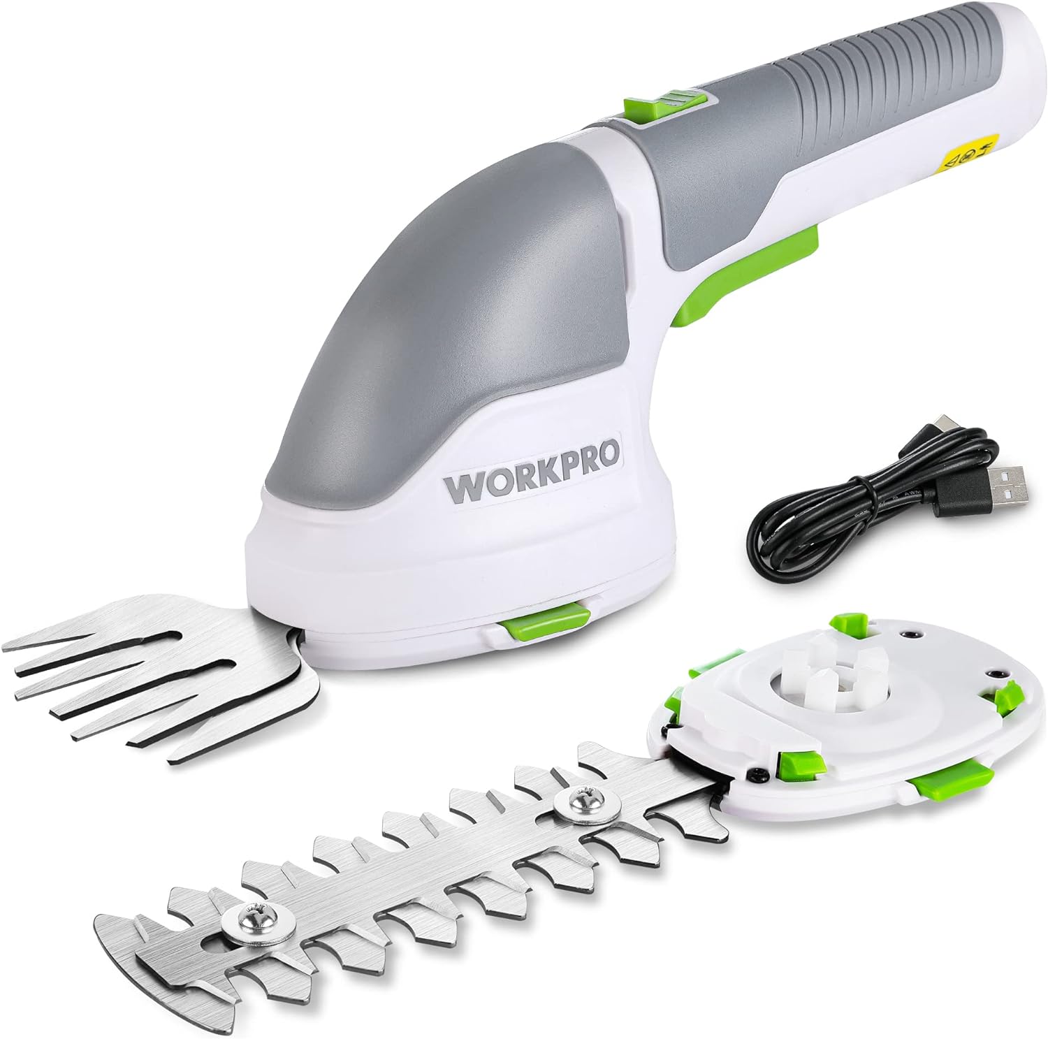 WORKPRO Forbici a Batteria 2 in 1, 3,6 V Cesoia Elettrica a Batteria al Litio 2 Ah, Il Tagliasiepi per Larghezza di Taglio 75 mm, Lunghezza di Taglio 118 mm, Adatto al Giardino il Tagliasiepi (Verde)