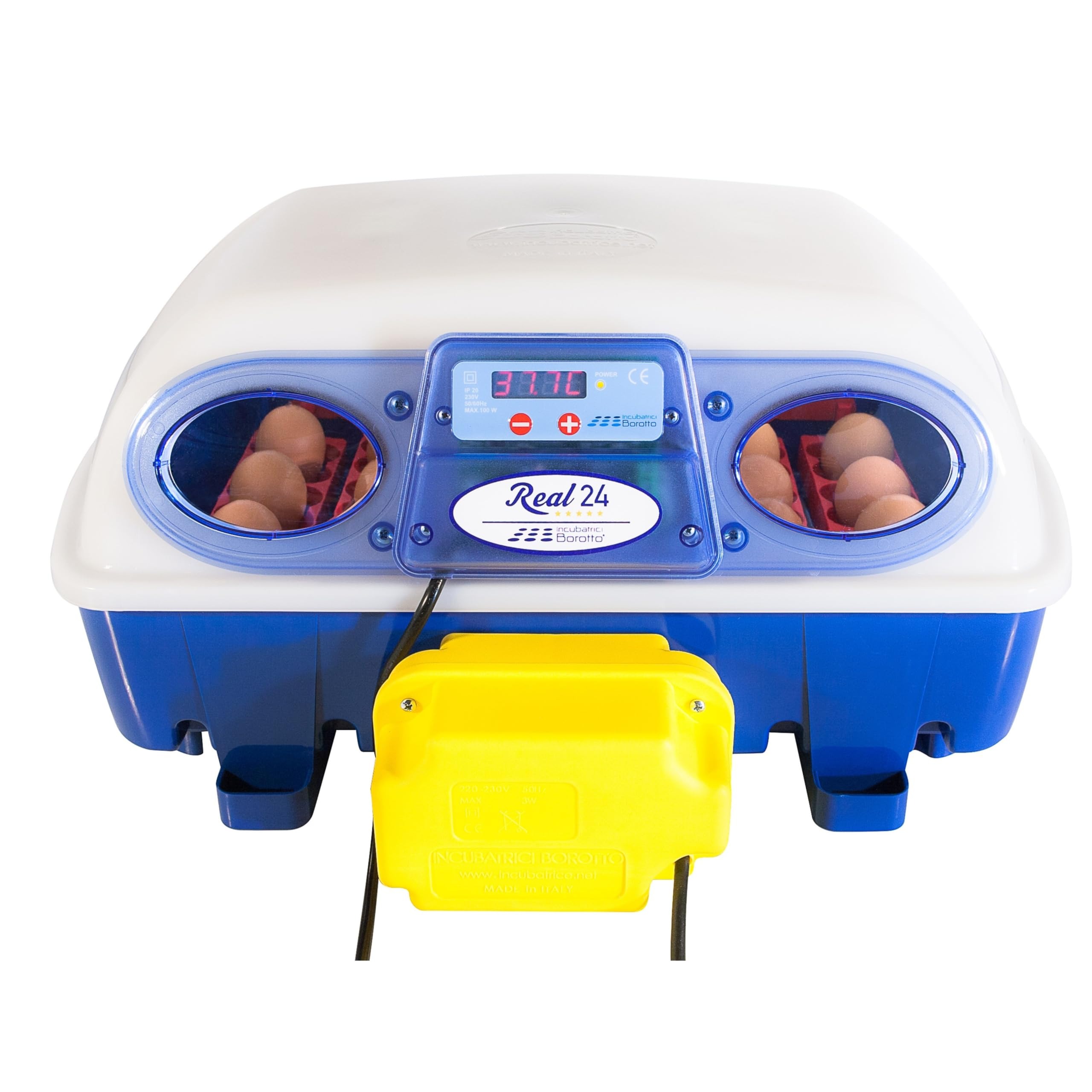 Borotto Real 24 | Incubatrice per Uova Automatica Professionale Brevettata per 24 Uova o 96 Piccole con Girauova Automatico e Controllo della Temperatura | Made in Italy