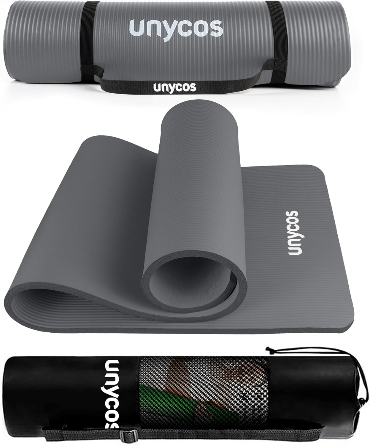 unycos - Tappetino Antiscivolo da Yoga, Pilates e Ginnastica Extra Spesso 10/15 mm, 183x60 cm | 72,04